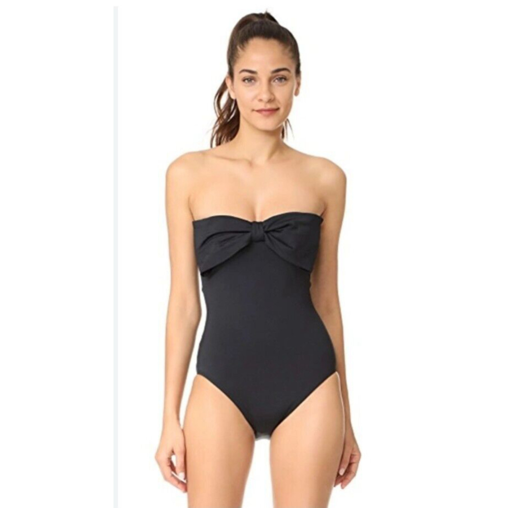 NWT Kate Spade One-Piece Bow‎ Swimsuit In Black Sz Xs